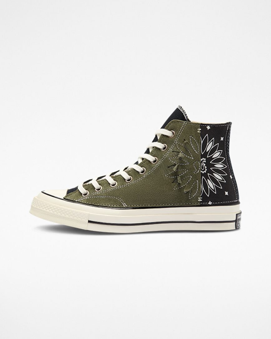 Tenis Converse Chuck 70 LTD Paisley Camurça Cano Alto Feminino Pretas Verdes | PT M017T8P